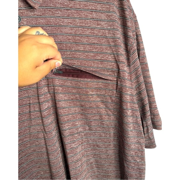 Duluth Trading‎ men’s 2XL relaxed fit polo shirt burgundy striped top - Picture 5 of 9